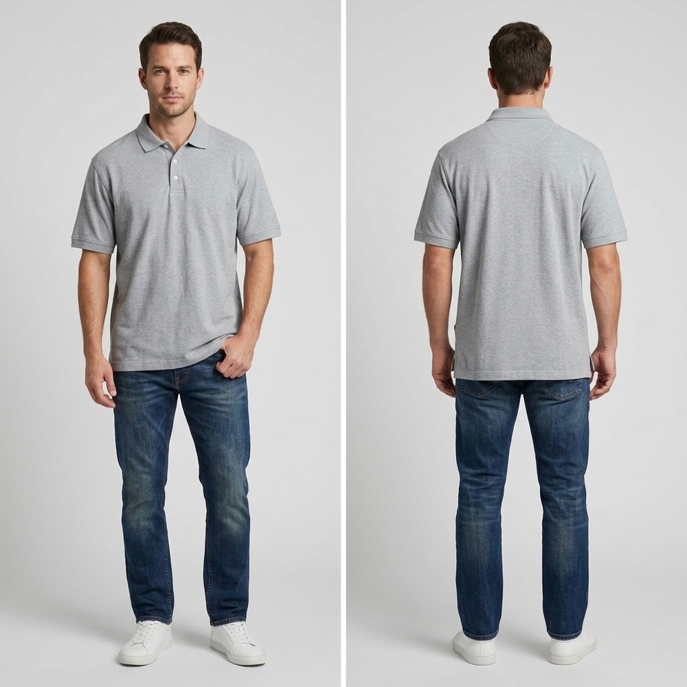 Cambridge Classics Mens Polo Shirt Medium Heather Gray Short Sleeve Casual